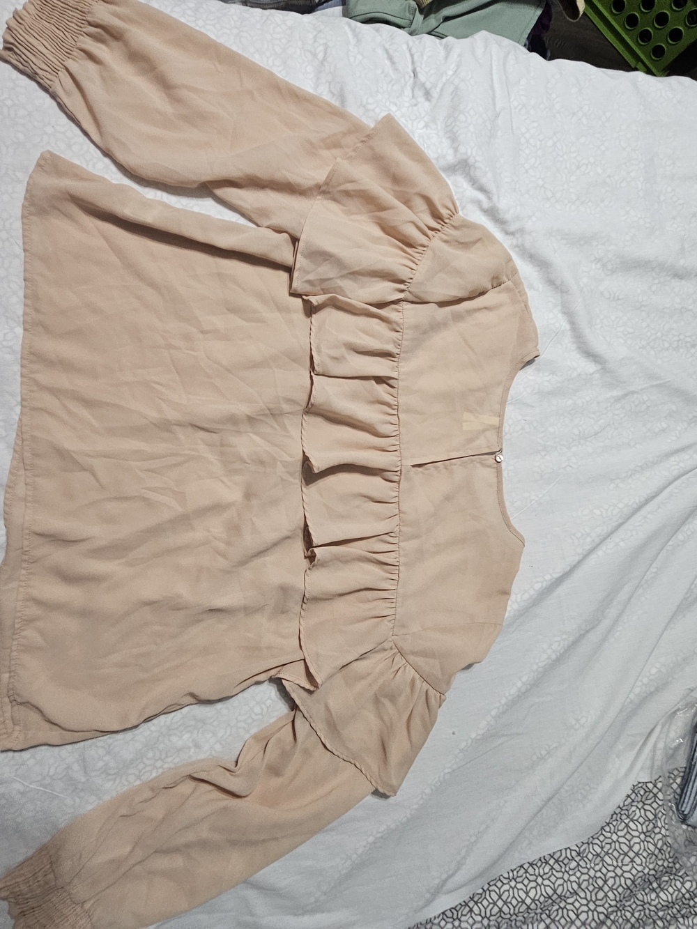 Truth Cream Ruffle-Front Long Sleeve Blouse - Picture 6 of 6